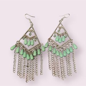 Turquoise silver dangly earrings